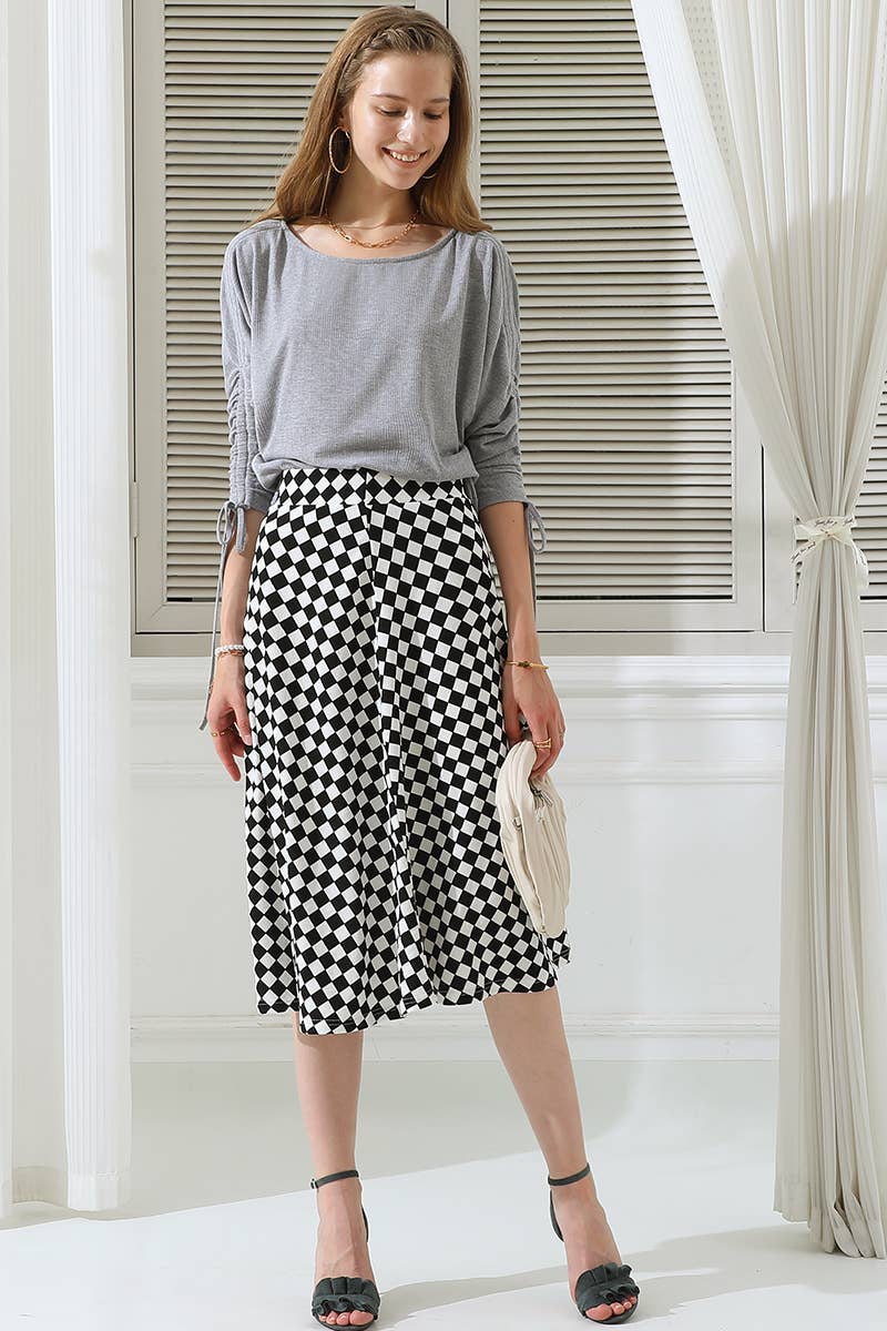 CWTTS680_Casual Ruched 3/4 Sleeve Round Neck Loose Fit Tops