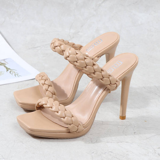 WOMEN SIMPLE WATERPROOF STILETTO HIGH HEELS