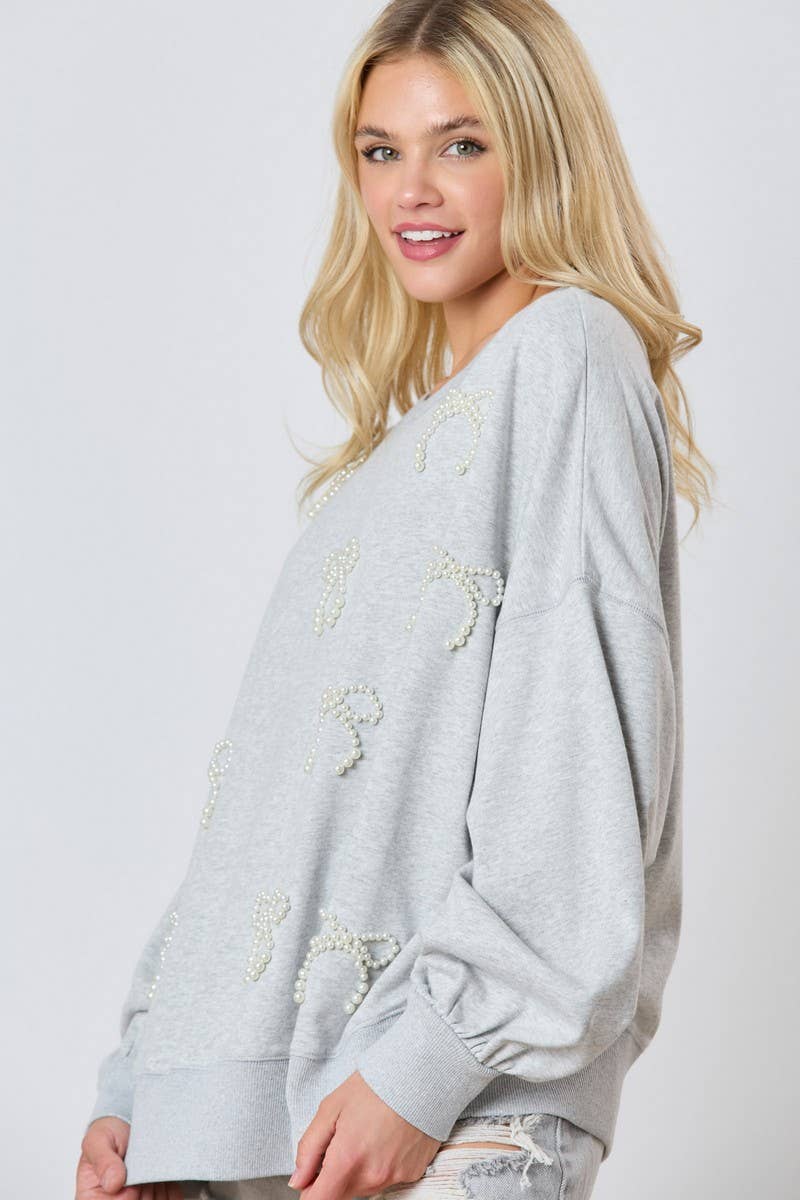 CWTBLL01261_PEARL BOW DETAIL LONG SLEEVE SWEATSHIRT