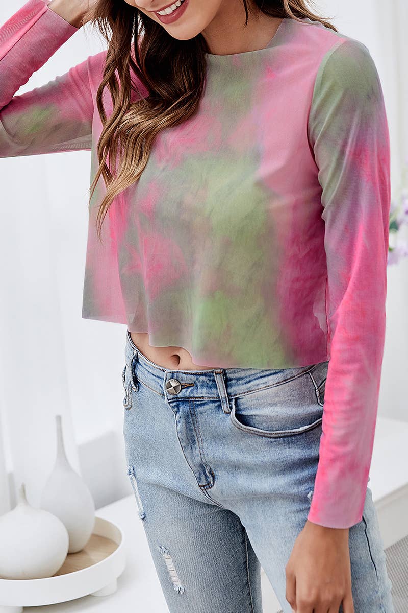 CWTTL2024_SUMMER LOOSE TIE-DYE CROPPED T-SHIRT