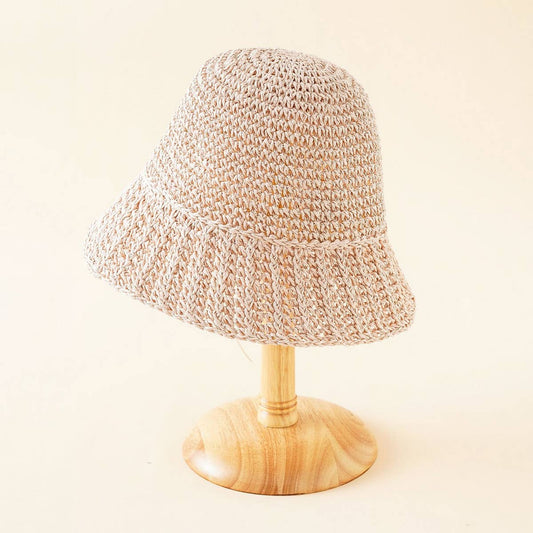 PASTORAL STYLE BEACH STRAW BUCKET HAT_CWAH1416