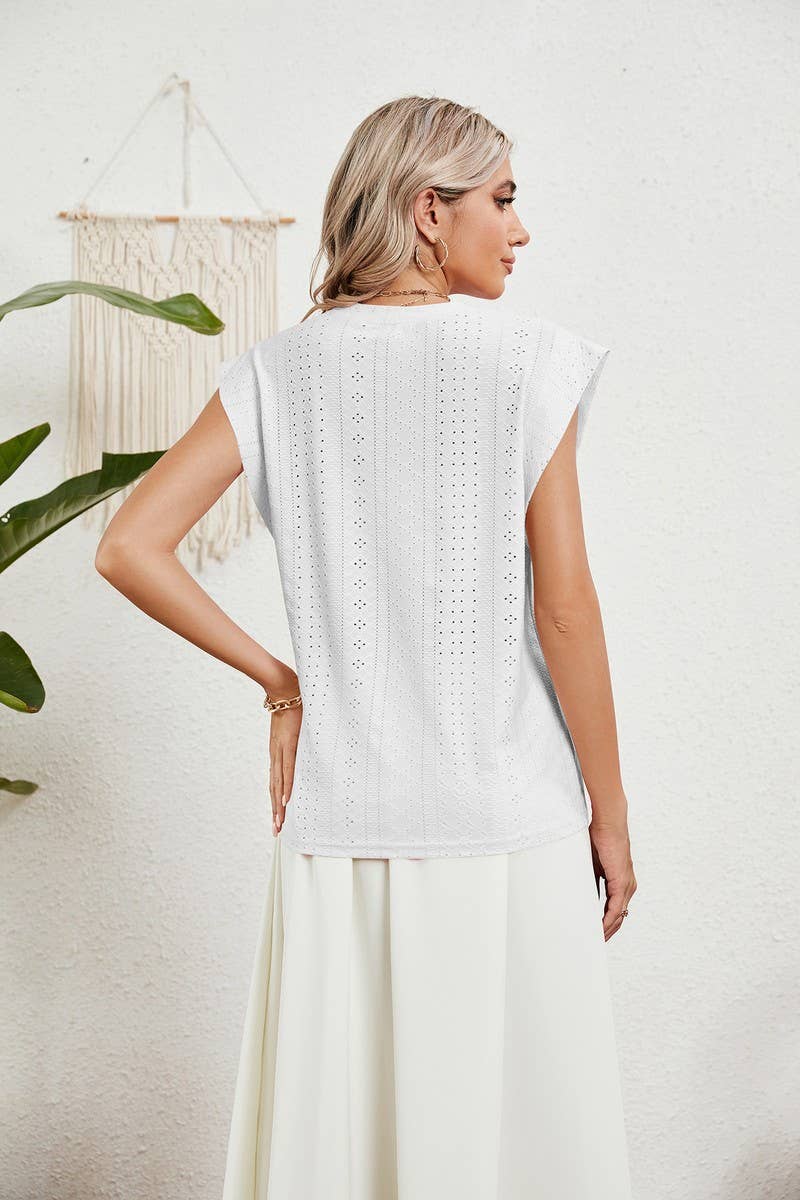 CWTBLS0861_ROUND NECK RAGLAN SLEEVE SOLID COLOR CASUAL TOP