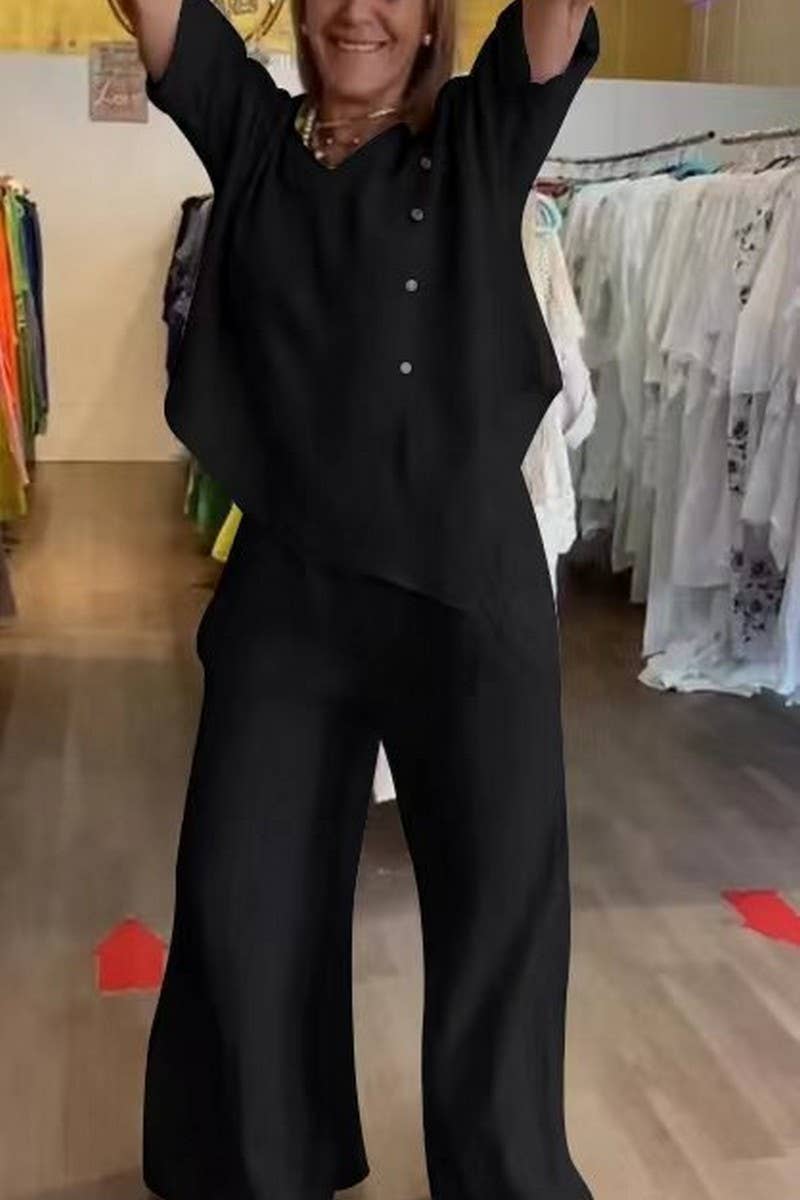 CWSTB1419_SOLID COLOR BAT SLEEVE COTTON AND LINEN SUIT