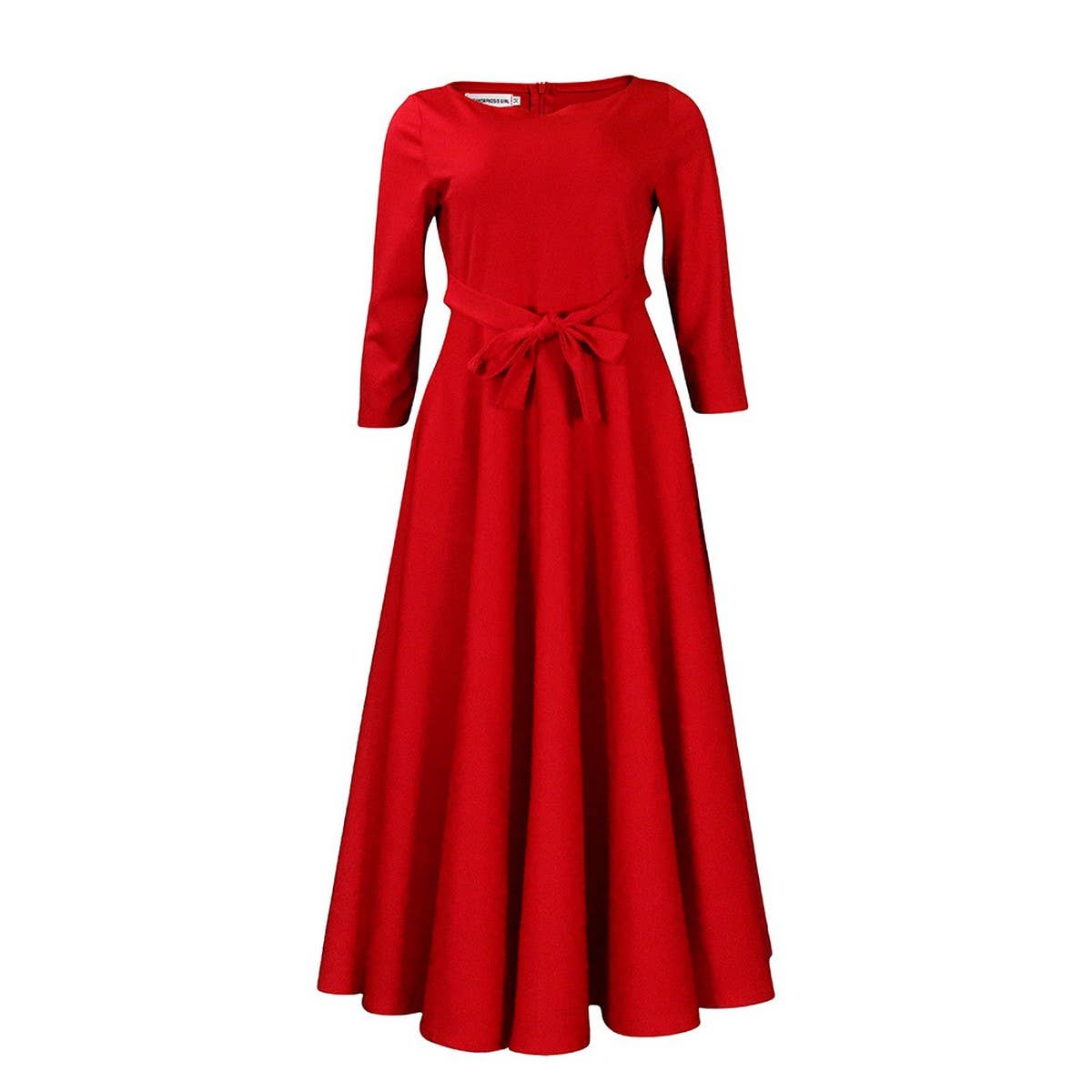 FASHIONABLE AND ELEGANT LACE-UP PLUS SIZE DRESS_CWDMD3654