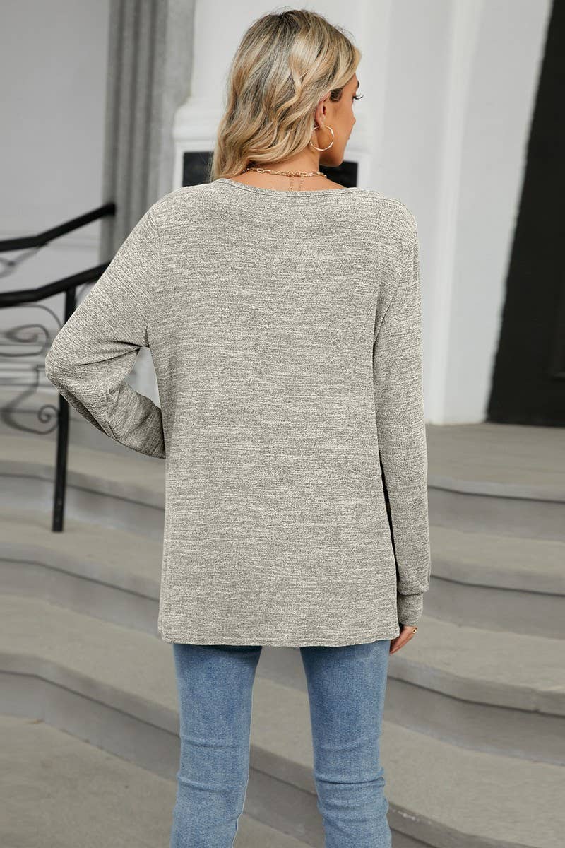CWTBLL1866_WRINKLED BRUSHED CUTOUT LOOSE LONG SLEEVE TOP