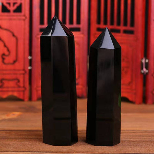 Obsidian Crystal Point Hex Tower_CWMM8110