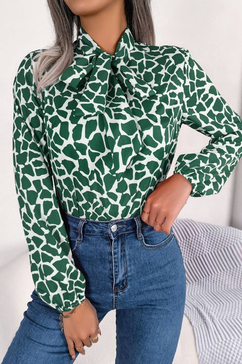 CWTSTL1214_SUMMER LACE-UP CHIFFON WITH LANTERN SLEEVES