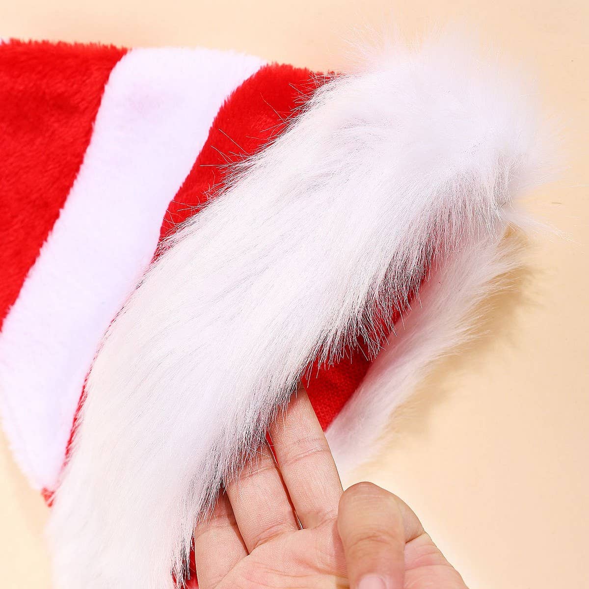 CWAH4078_RED, GREEN AND WHITE STRIPED CHRISTMAS HAT