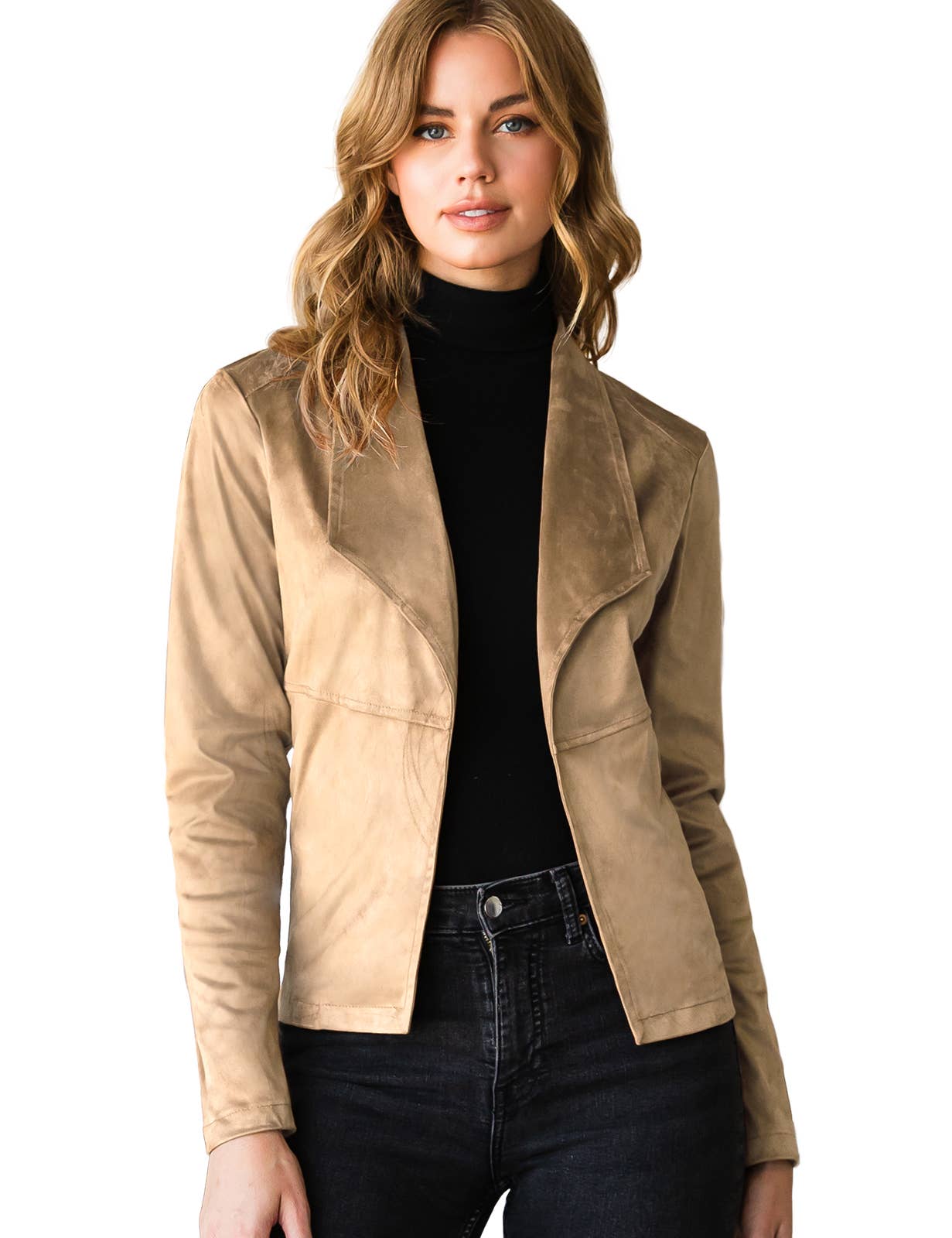 CWOJA707_FAUX SUEDE LEATHER MOTO OVER HIP JACKET