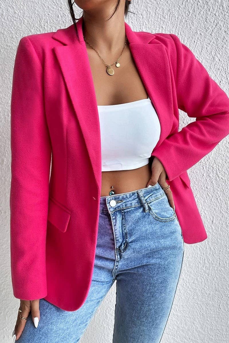 CWOCO00232_SOLID COLOR LAPEL SLIM-FIT TWEED SUIT JACKET