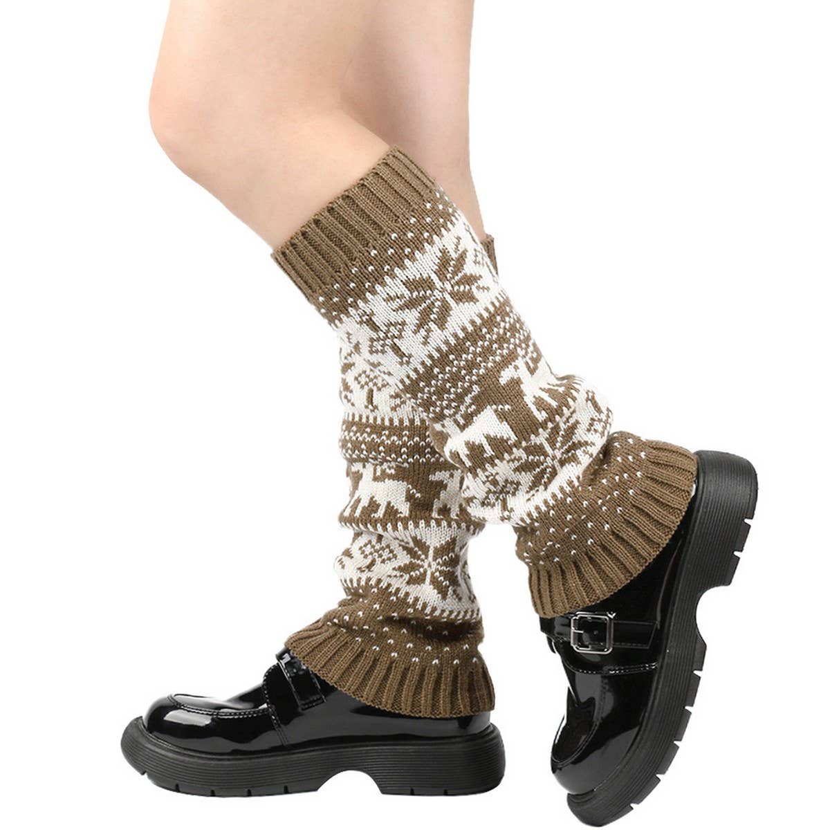 CWMS02677_THICK KNIT CHRISTMAS LEG WARMERS