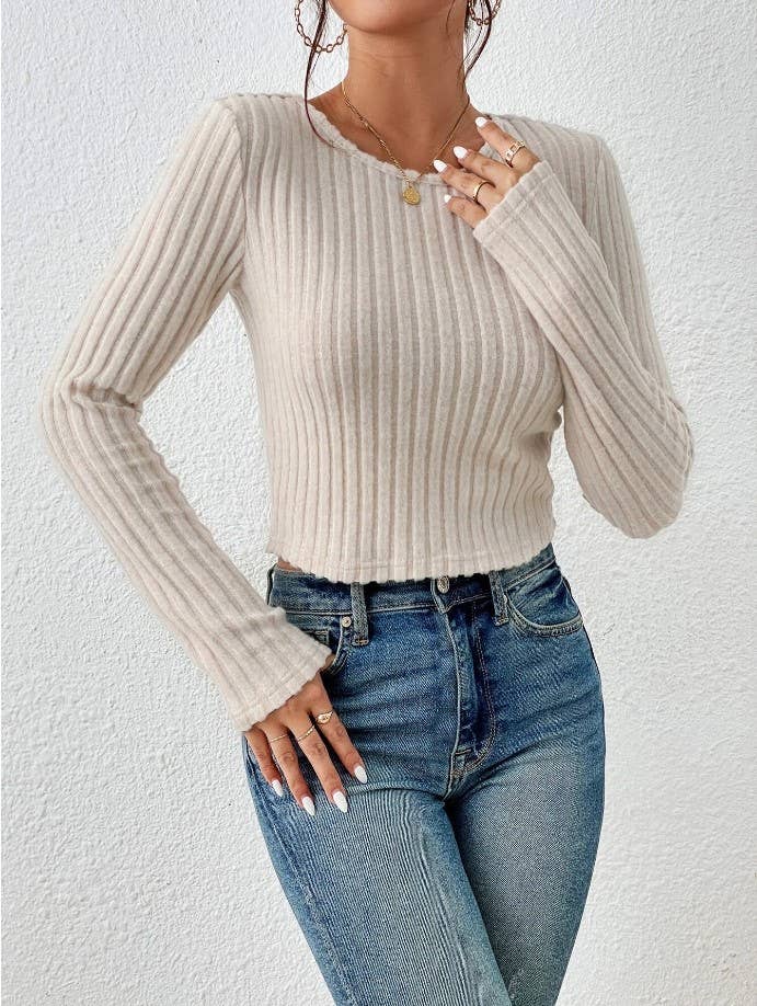 CASUAL TIGHT SOLID COLOR CREW NECK SWEATER