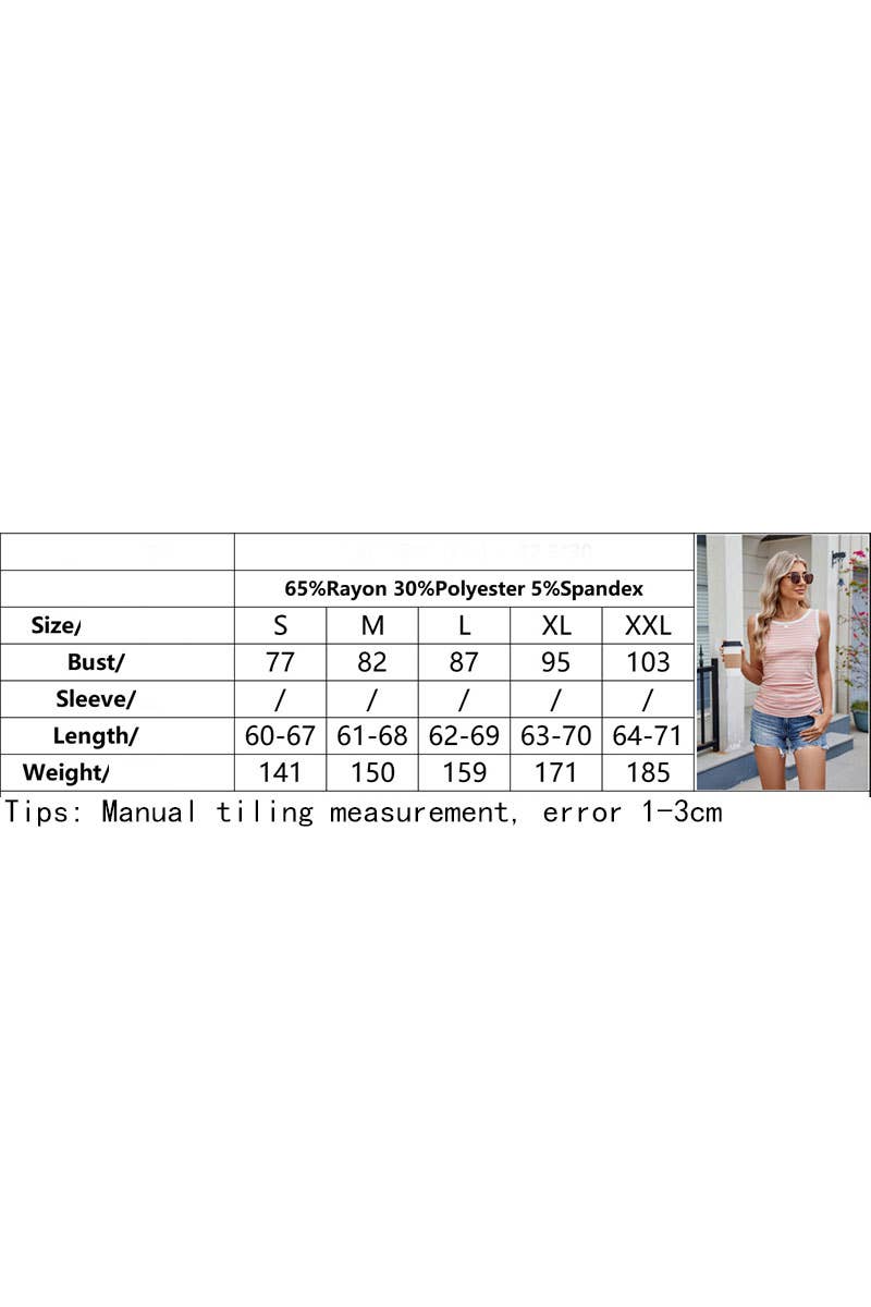 CWTTSL0315_SUMMER STRIPED ROUND NECK CONTRASTING RIBBED VEST