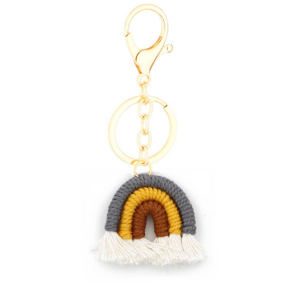 Handmade Cotton Keychain 3.8cm Rainbow Boho Pendant_CWAB5072