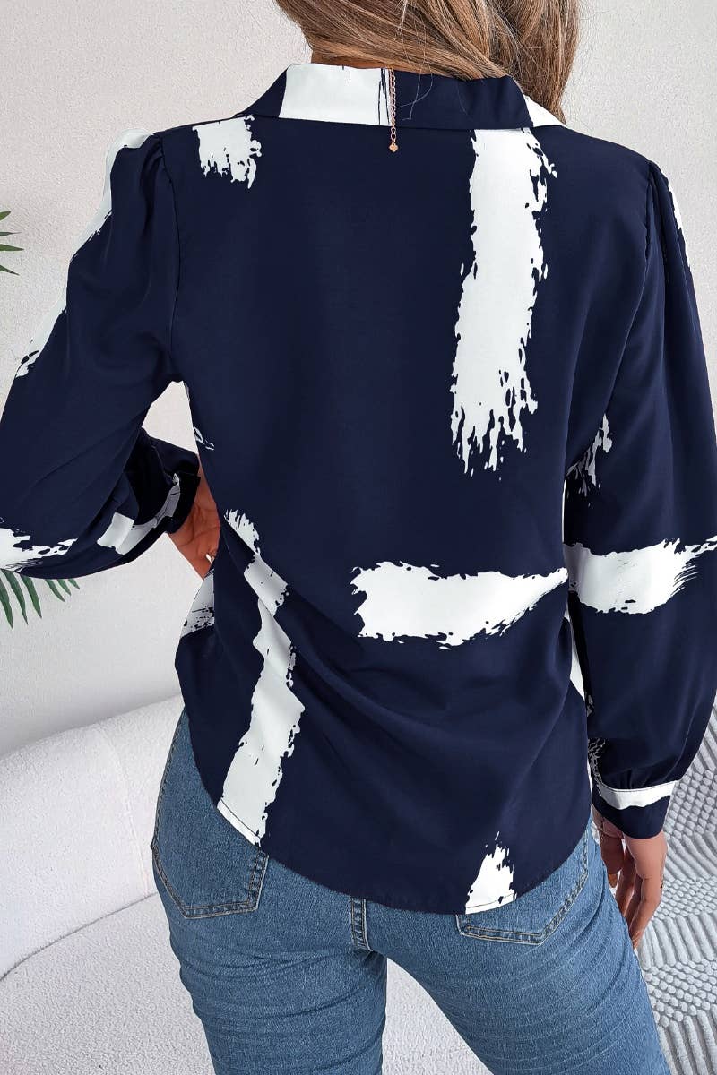 CWTSTL2131_COLOR CONTRAST LAPEL LONG SLEEVE SHIRT TOP