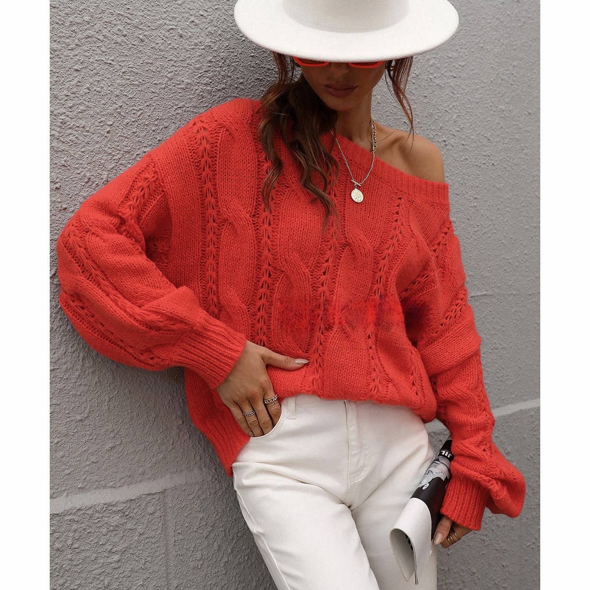 CWOSWL1401_Crew Neck Pullover Casual Sweater