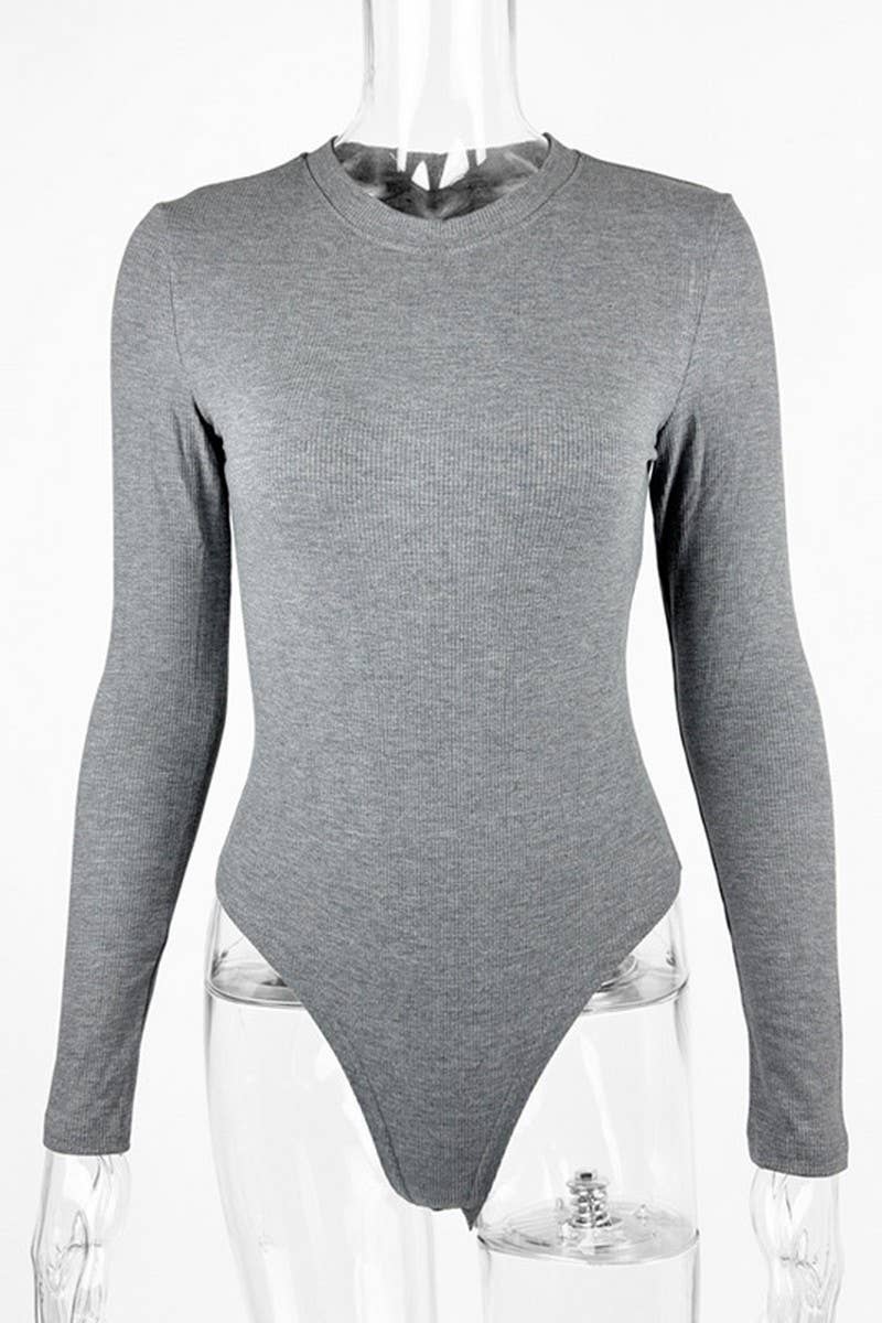 CWSBSL0160_RIBBED COTTON LONG SLEEVE SLIM FIT BODYSUIT