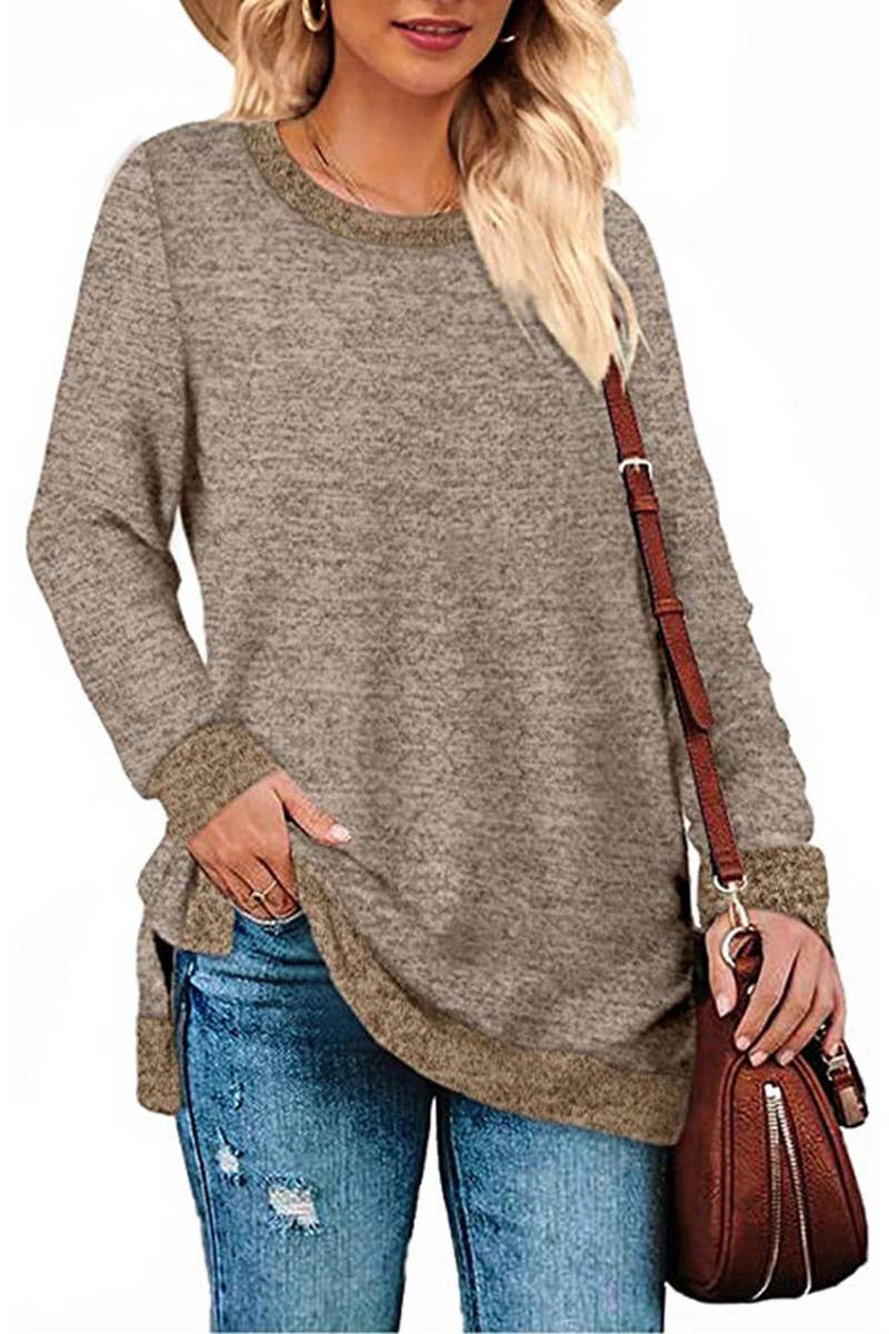 CWTBLL3686_COLORBLOCK SLIT LOOSE CASUAL PULLOVER TOP