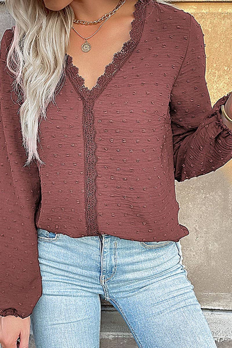 CWTBLL4040_SOLID LONG SLEEVE V-NECK SHIRT TOP