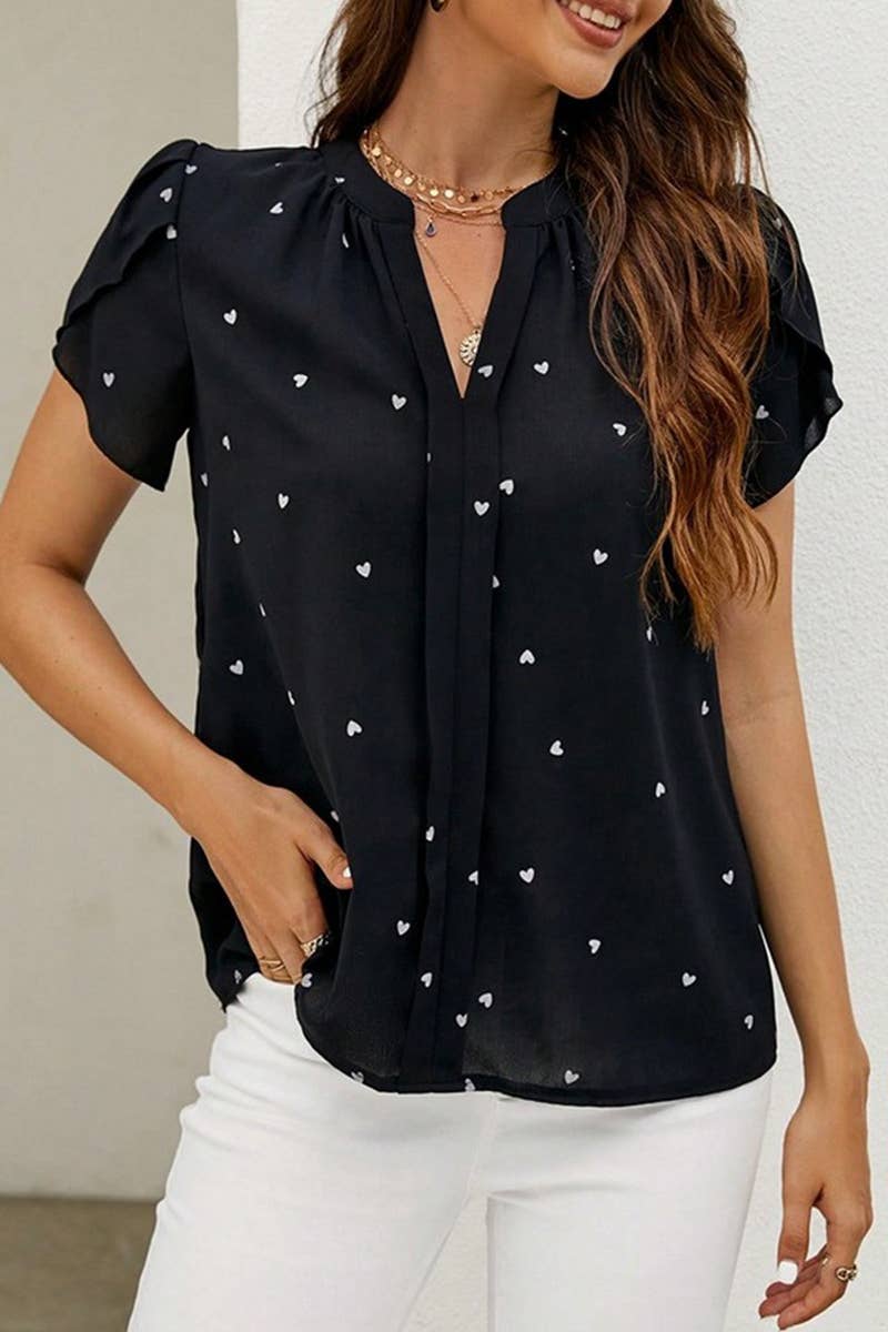 CWTSTS0667_SUMMER LOVE PETAL SLEEVE TEMPERAMENT SHIRT