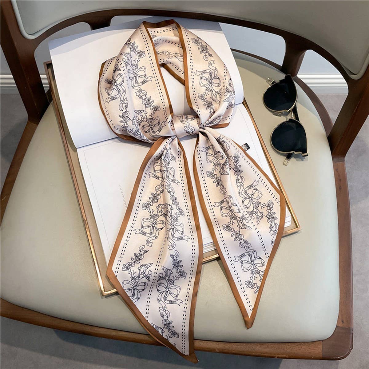 Skinny Silk Scarf for Hair, Neck or Bag Wrap_CWASC1512🎗️