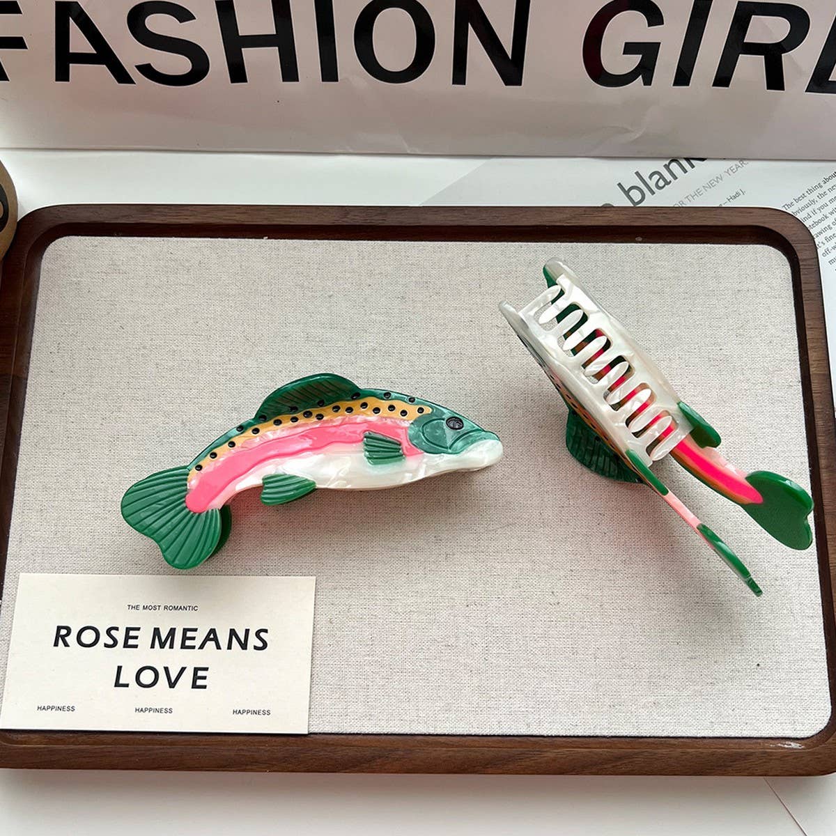Rainbow Trout Acetate Hair Claw - Cute Shark Clip_CWAHA5711