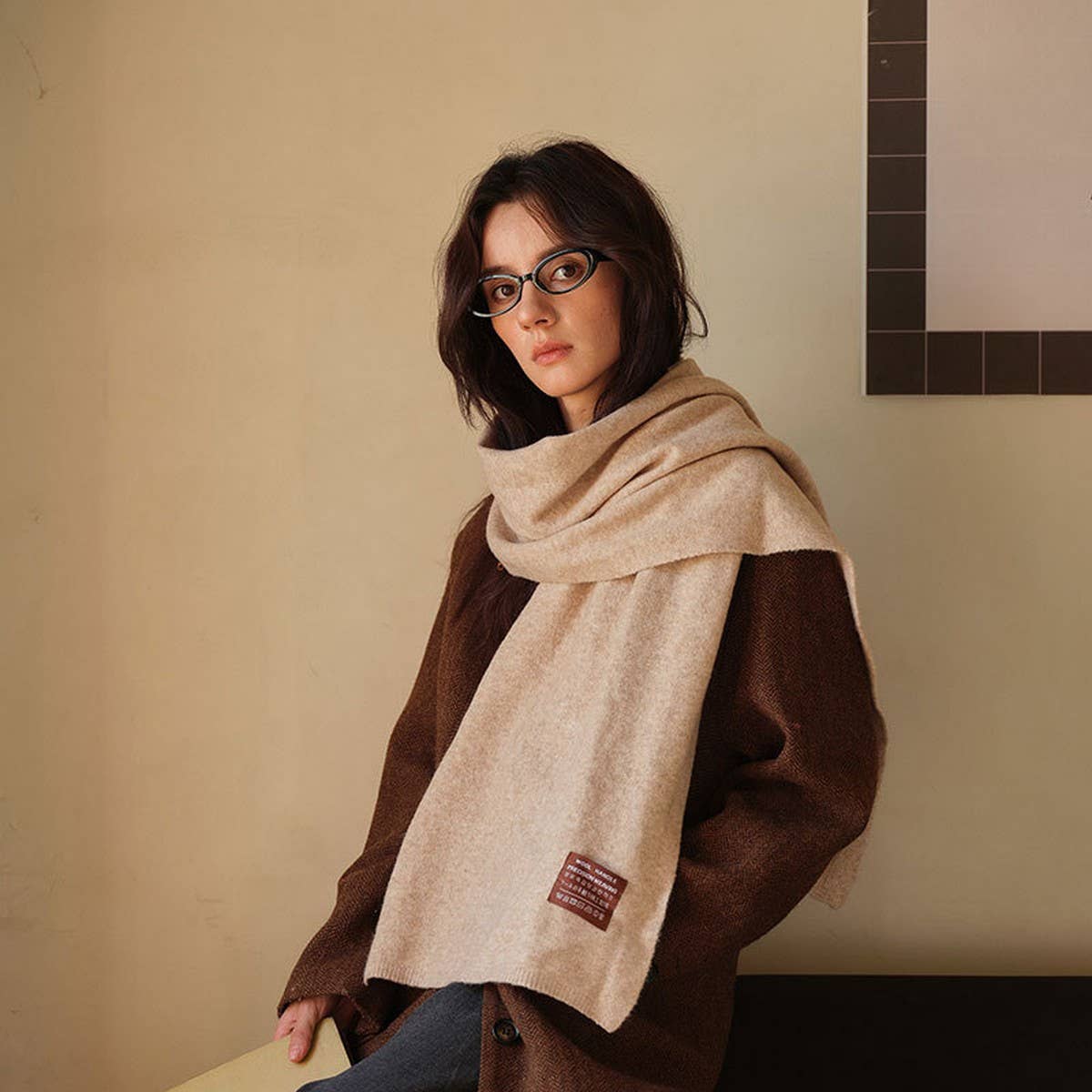 Blend Knit Scarf ??Stretchy Warm Unisex Wrap_CWASC2311