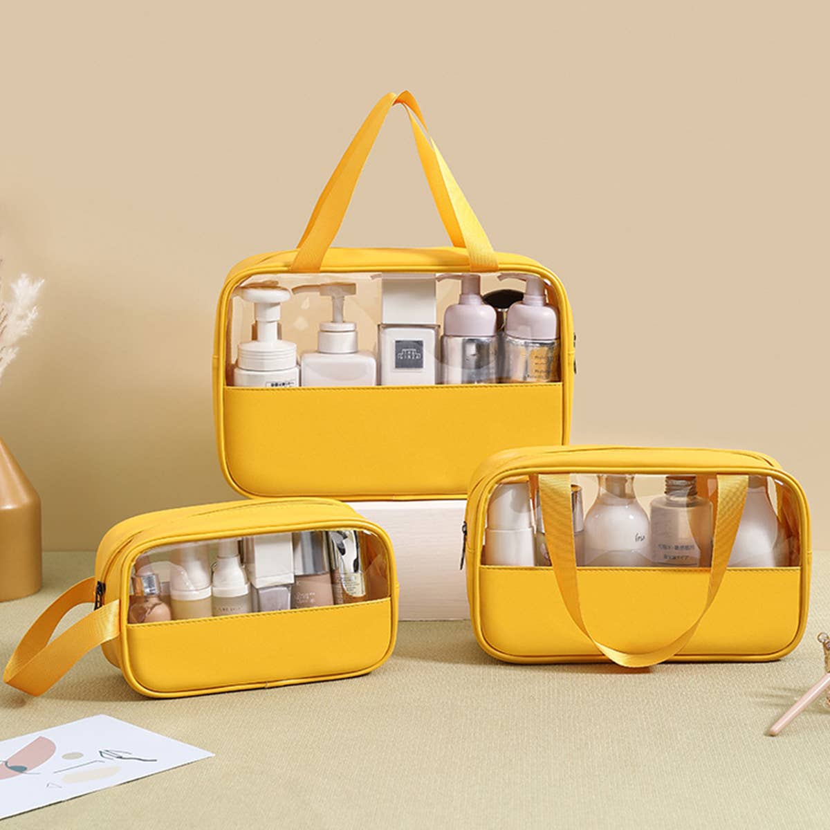 3SET PORTABLE TRANSPARENT WATERPROOF WASH BAG_CWAB0549