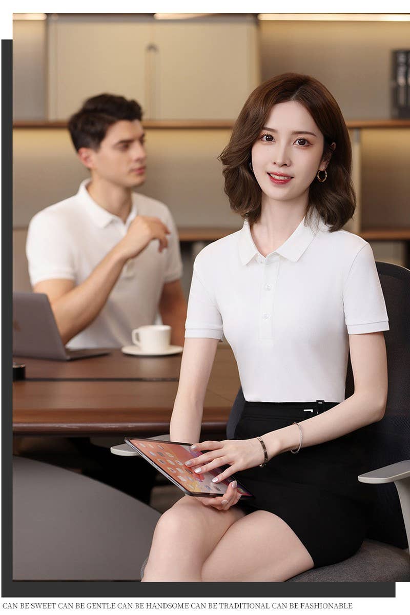 CWTBLS02457_SLIM FIT SOLID COLOR POLO SHIRT WOMEN