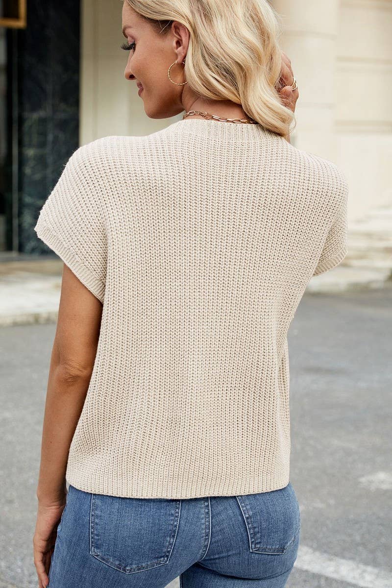 CWTBLS02494_SOLID CASUAL CROPPED KNIT VEST TOP