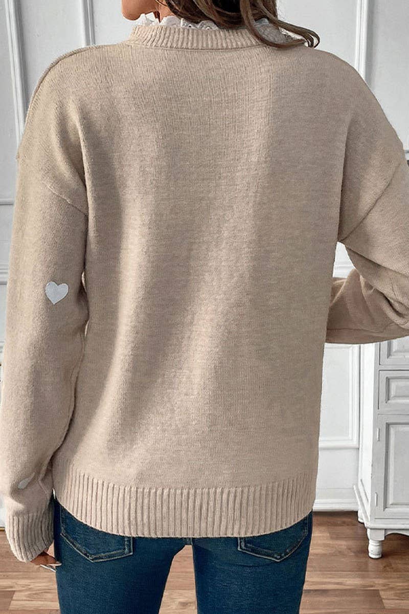 CWOSWL5921_HEART SHAPED V NECK LACE TRIM PULLOVER