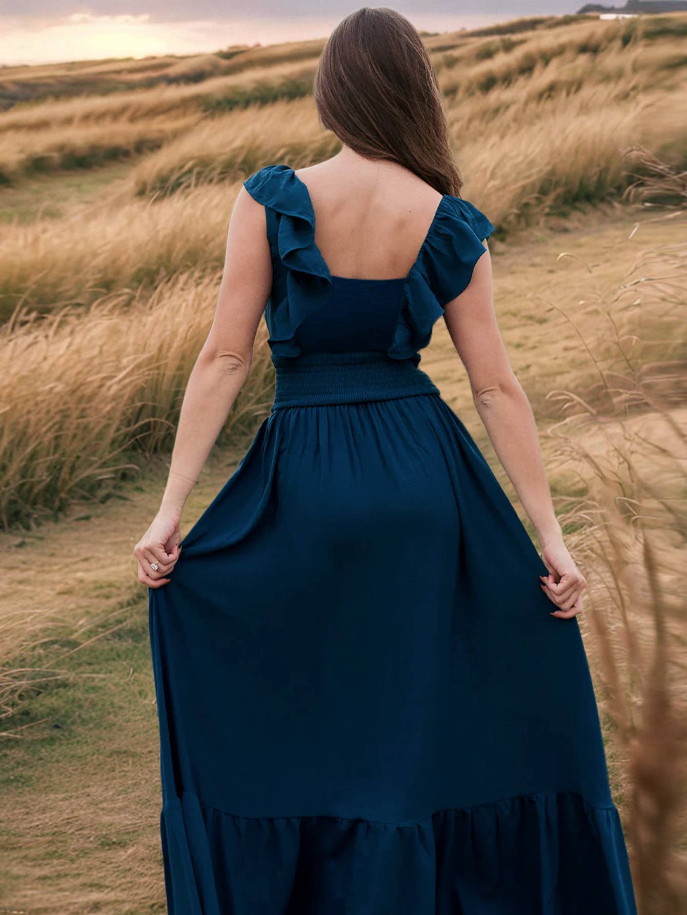 Chic Slim Fit Ruffle Off-Shoulder Vintage Dress