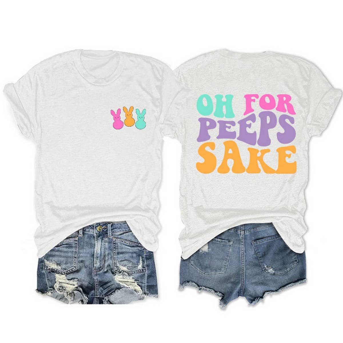 EASTER ALPHABET PRINT ROUND NECK SHORT SLEEVE TEES_CWTTS0809