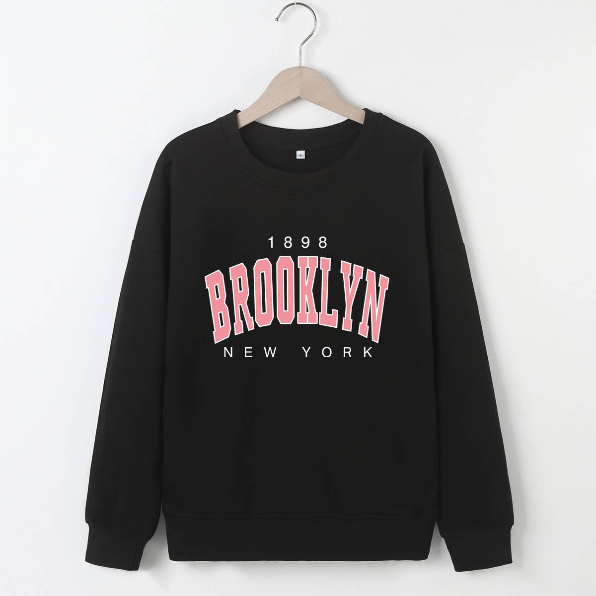 Brooklyn printed loose off-the-shoulder hoodie