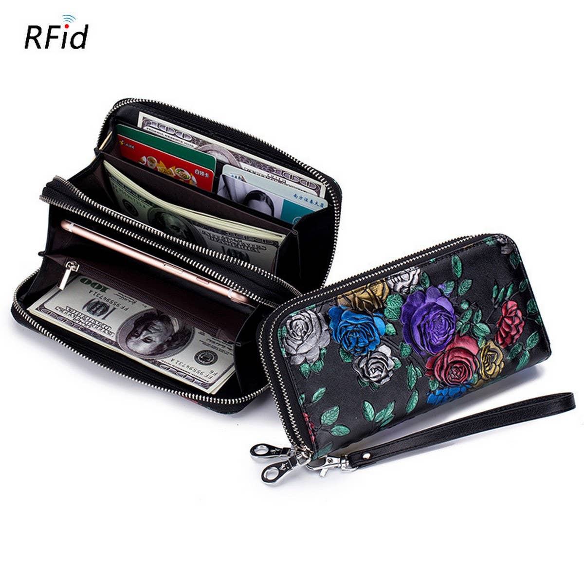 DOUBLE ZIP LARGE CAPACITY LONG LEATHER WALLET_CWAB3748