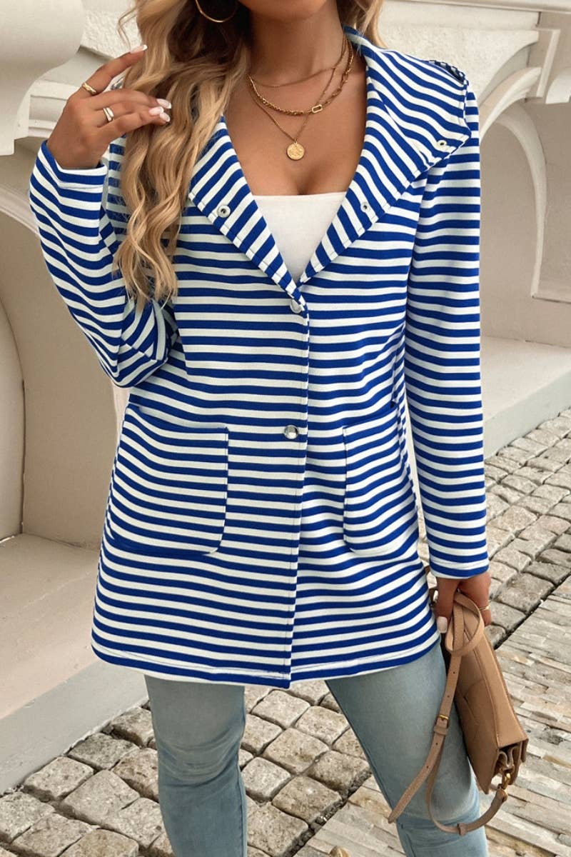 CWOCAL1375_STRIPED BUTTON LONG SLEEVE POCKET CARDIGAN