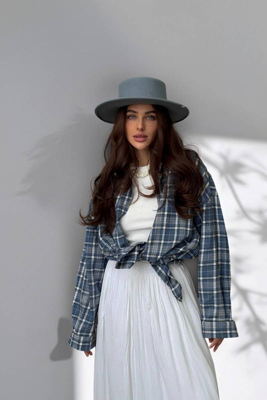 CWTBLL00572_RETRO VERSATILE LOOSE PLAID LONG-SLEEVED SHIRT