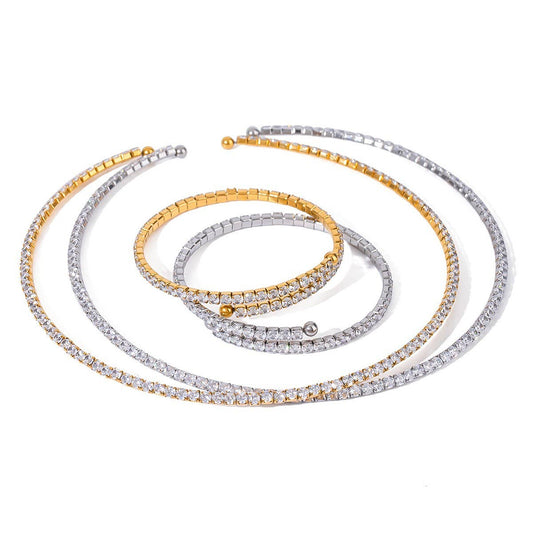 18K Gold White Zircon Full Pave Cuff Bracelet_CWAJE4659