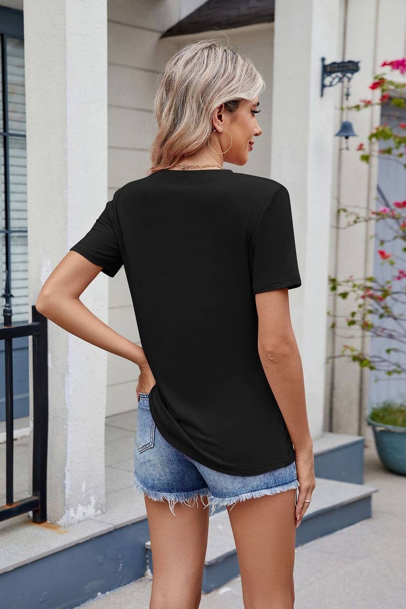 CWTBLS1740_ROUND NECK SHORT SLEEVE LOOSE T-SHIRT TOP