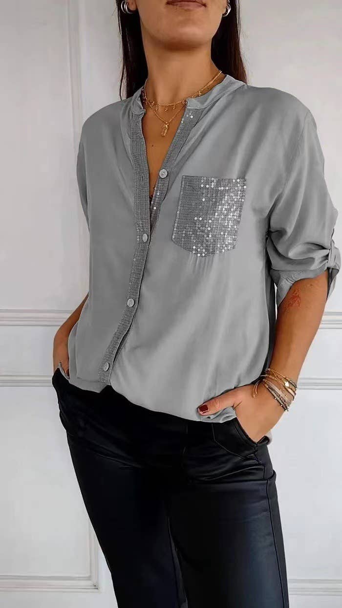 Commuter-style sequined fashion women's shirt
