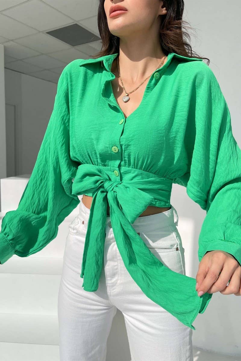 CWTSTL2783_SPRING AND SUMMER BELLY-BARING LOOSE SHIRT