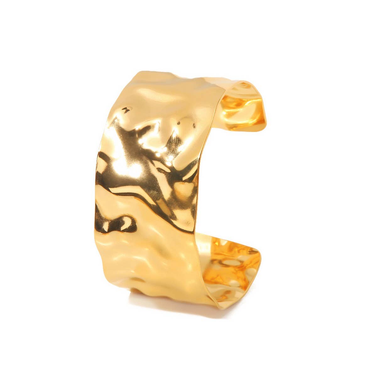 Bold Hammered Wide Cuff in Stainless Steel_CWAJE4629