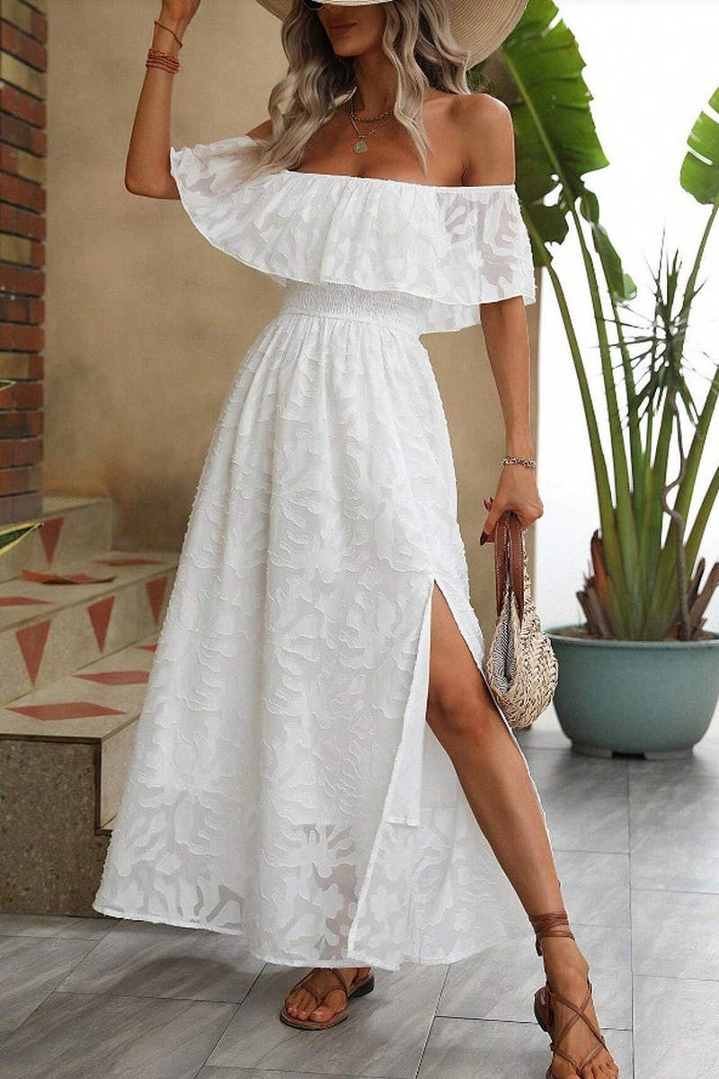 CWDMD00987_SEXY ONE-SHOULDER SOLID COLOR SHORT-SLEEVED DRESS