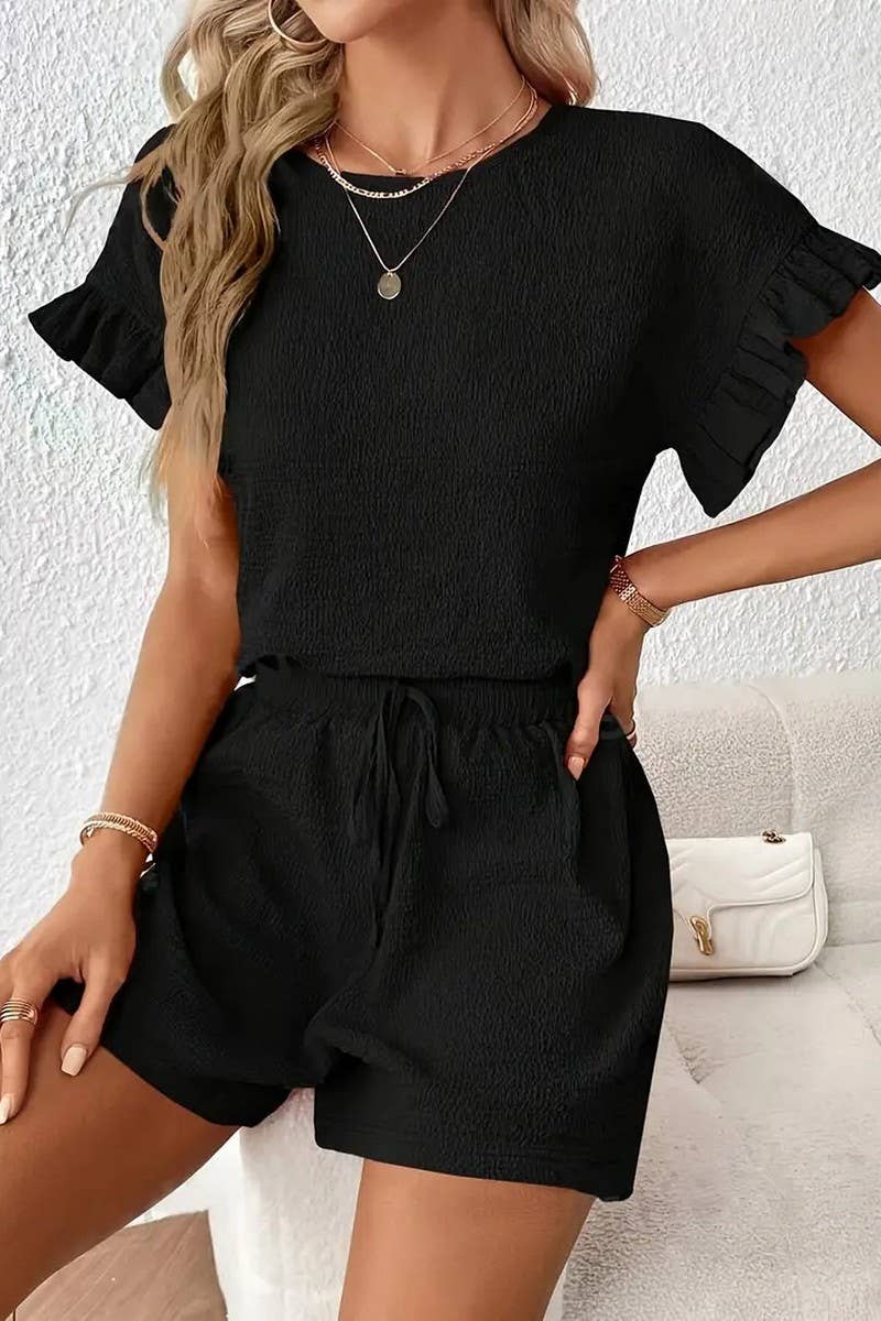 CWSTB2053_CASUAL TOP AND DRAWSTRING SHORTS SET