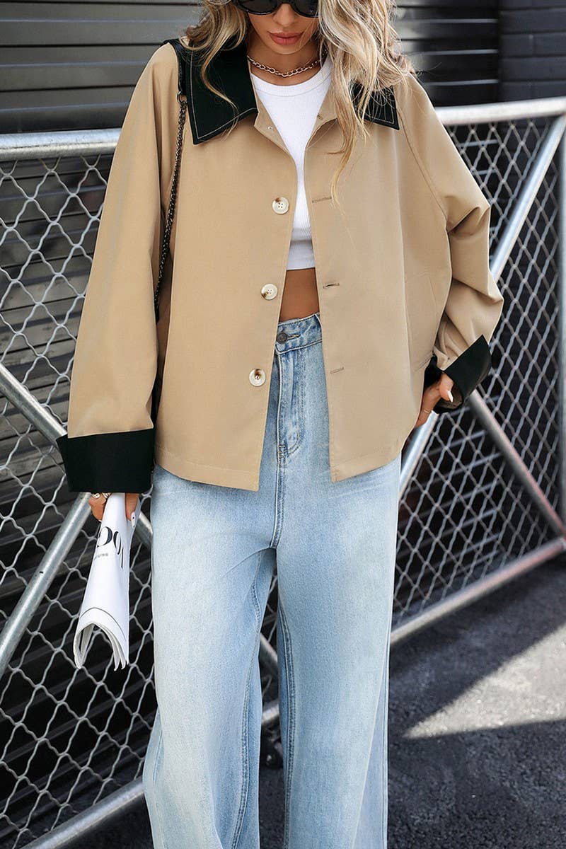 CWOCO1269_COLORBLOCK CROPPED LIGHTWEIGHT JACKET