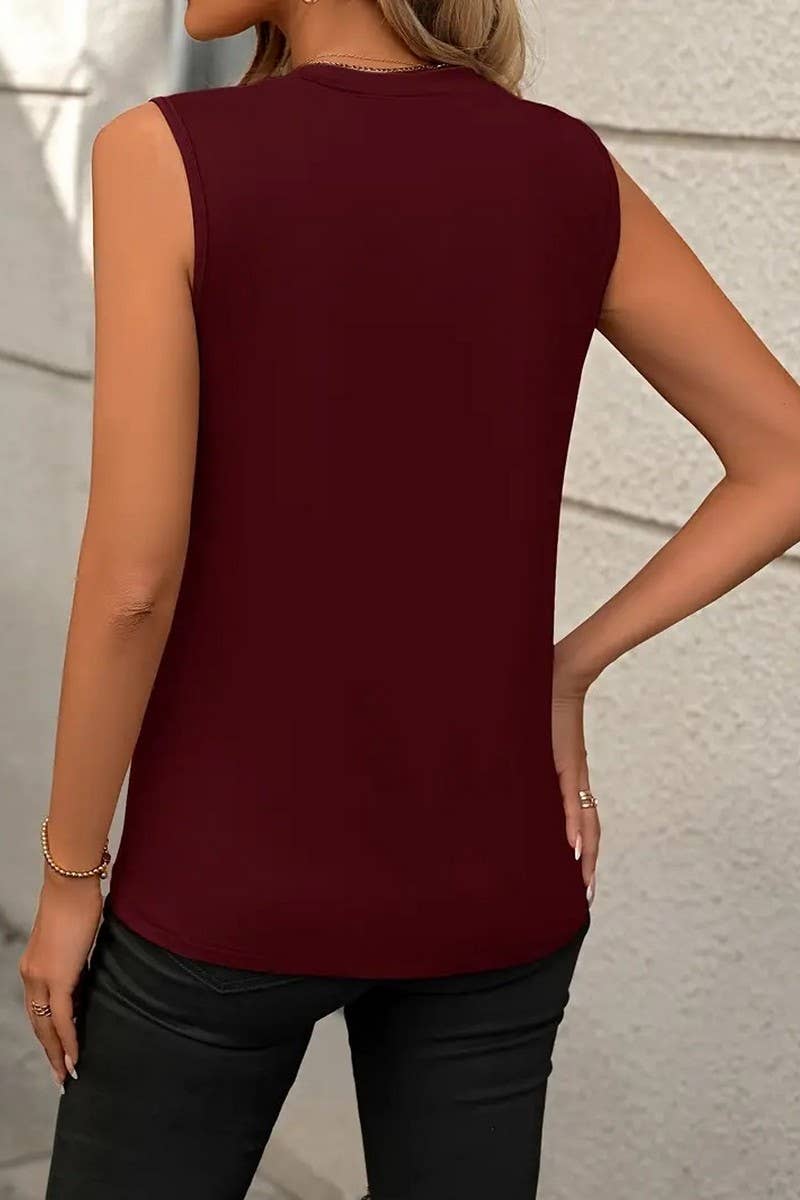 CWTTS1296_ROUND NECK SLEEVELESS LOOSE FIT T-SHIRT TOP