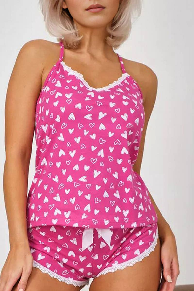 CWSBSSL0108_SUMMER COMFORTABLE SUSPENDER SHORTS PAJAMA SET