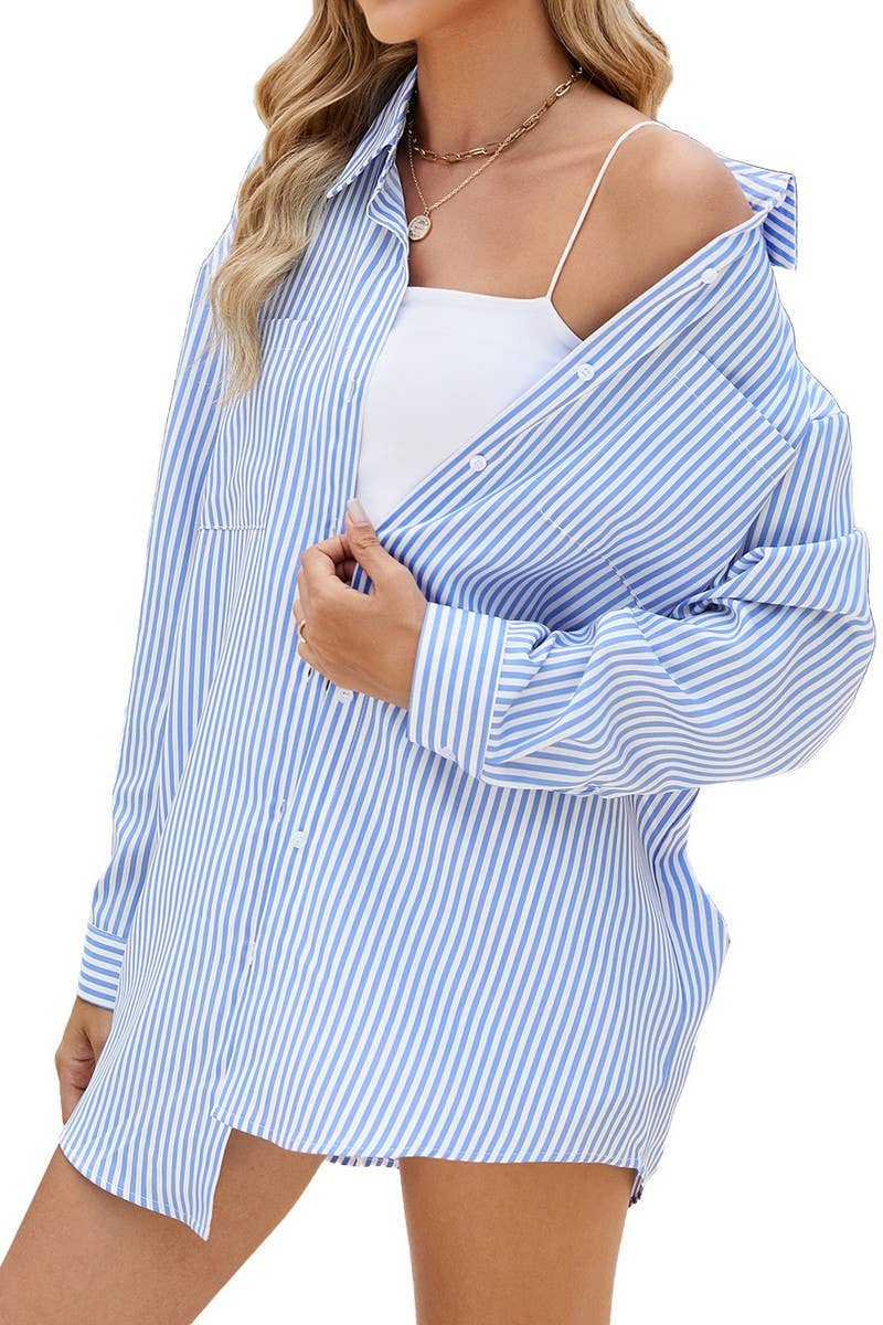 CWTSTL1303_OVERSIZE BF STYLE STRIPED LOOSE LONG-SLEEVED SHIR