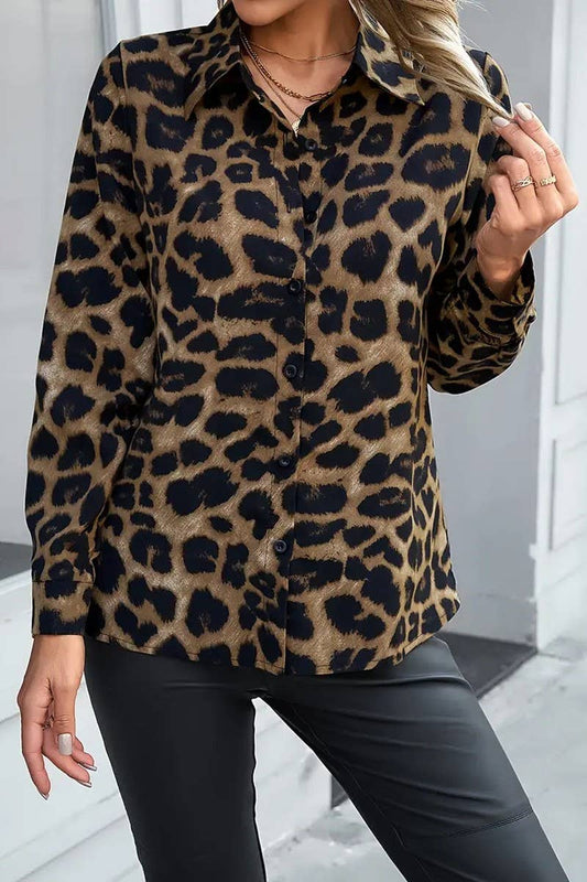CWTBLL3895_WOMEN'S CASUAL LONG SLEEVE LEOPARD PRINT SHIRT