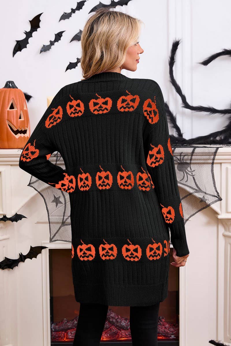CWOCAL00699_HALLOWEEN PUMPKIN JACQUARD KNIT CARDIGAN